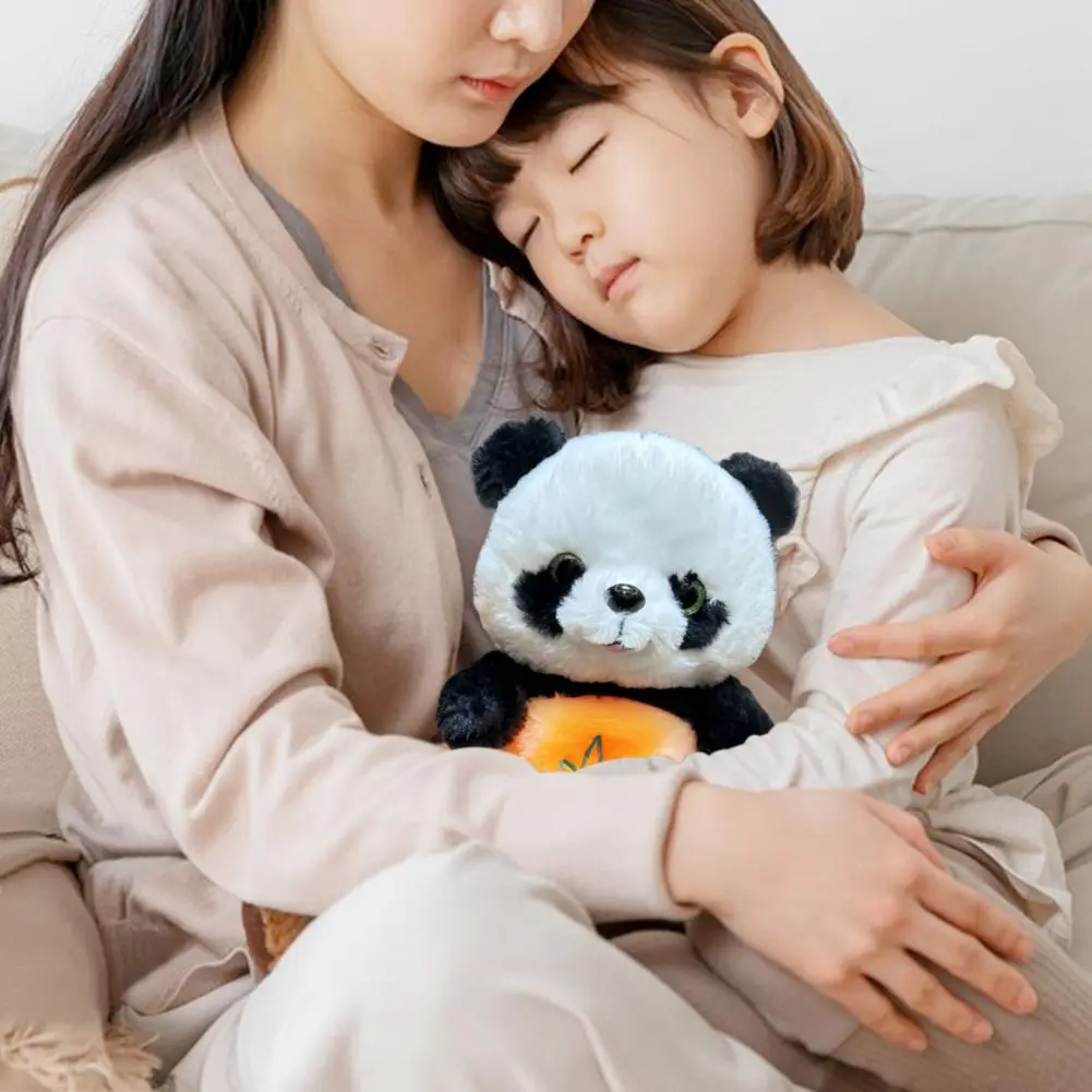 Panda Plush Toy with Sound Light Sensing Stuffed Animal Soothing Sleep Companion with Musical Lights Rhythmic Breathing Motion
