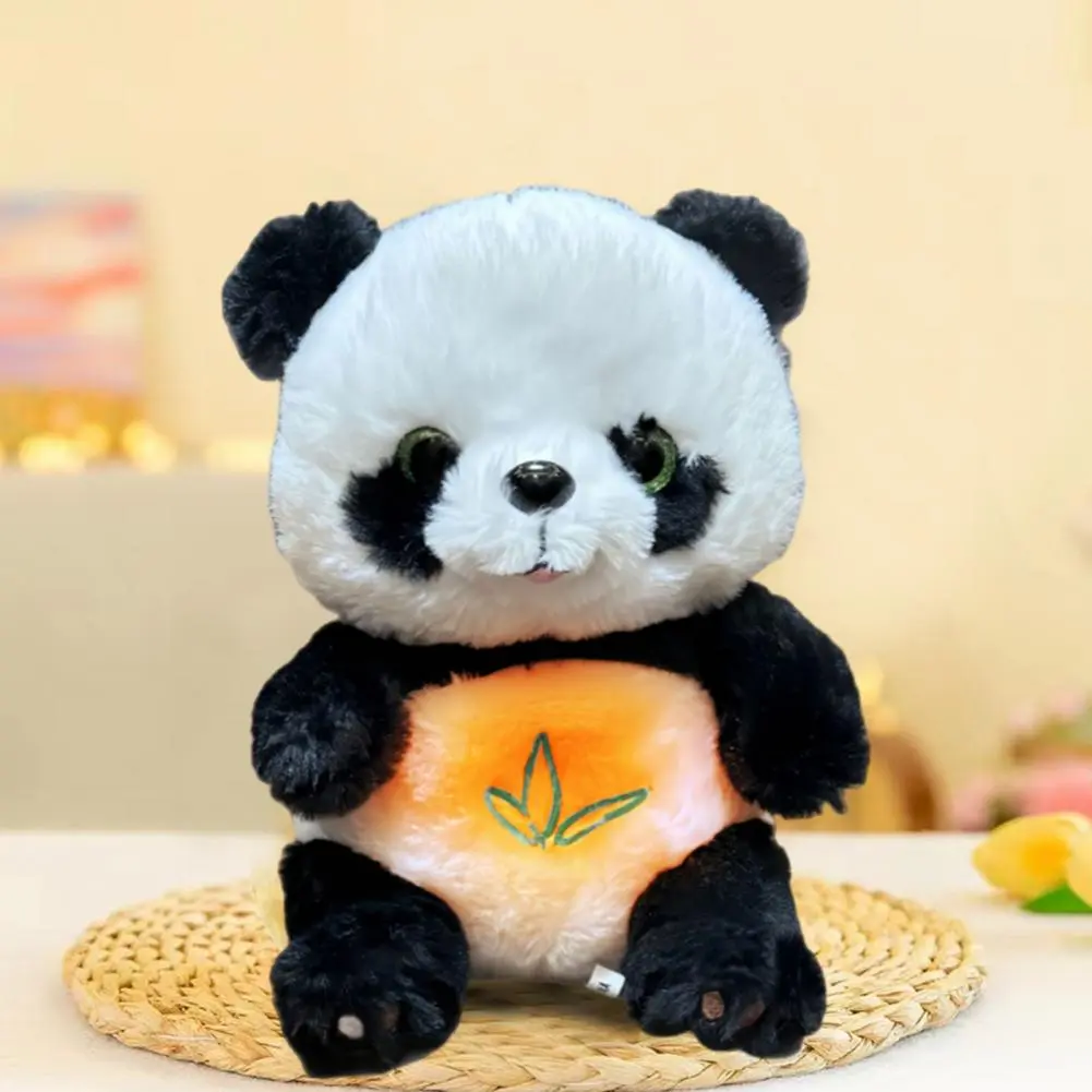Panda Plush Toy with Sound Light Sensing Stuffed Animal Soothing Sleep Companion with Musical Lights Rhythmic Breathing Motion