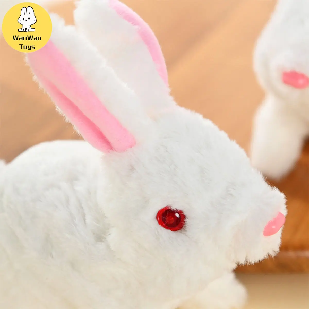 Plush Electric White Rabbit Solid Color Long Hair Rabbit Black Eyes Walk and Bark Red Eyes Luminous Long Hair Simulation Rabbit