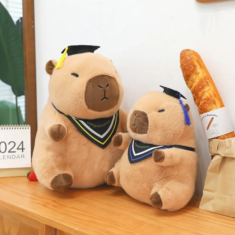 35/45/65cm Kawaii Doctor Capybara Big Size Plush Toy Cute Stuffed Doll Animal Toy Doll Soft Cartoon Pillow Kids Graduation Gifts