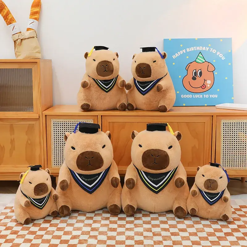 35/45/65cm Kawaii Doctor Capybara Big Size Plush Toy Cute Stuffed Doll Animal Toy Doll Soft Cartoon Pillow Kids Graduation Gifts
