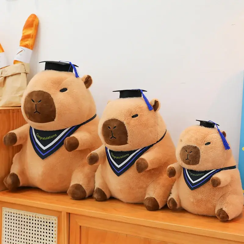 35/45/65cm Kawaii Doctor Capybara Big Size Plush Toy Cute Stuffed Doll Animal Toy Doll Soft Cartoon Pillow Kids Graduation Gifts