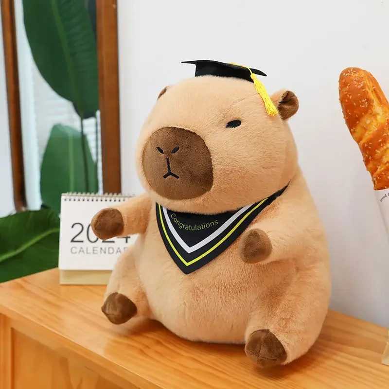 35/45/65cm Kawaii Doctor Capybara Big Size Plush Toy Cute Stuffed Doll Animal Toy Doll Soft Cartoon Pillow Kids Graduation Gifts