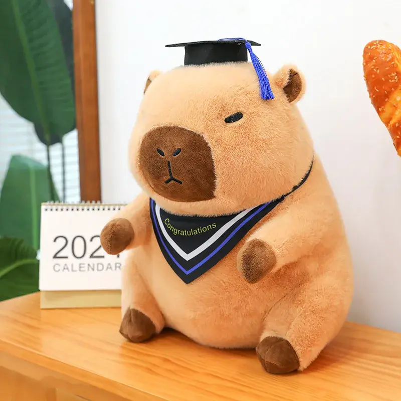 35/45/65cm Kawaii Doctor Capybara Big Size Plush Toy Cute Stuffed Doll Animal Toy Doll Soft Cartoon Pillow Kids Graduation Gifts