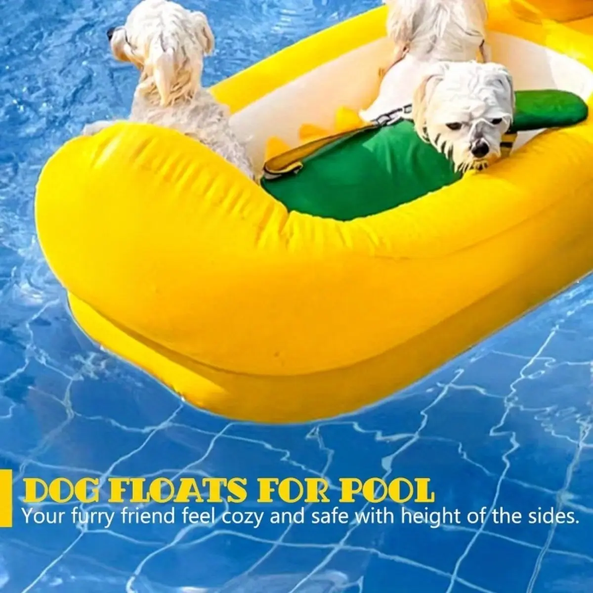 2in1 Dogs Pool Float Inflatable Foldable Pvc Dog Swimming Pool Yellow Duck Float for 22 Lb Pets Summer Pool Interactive Pet Toys