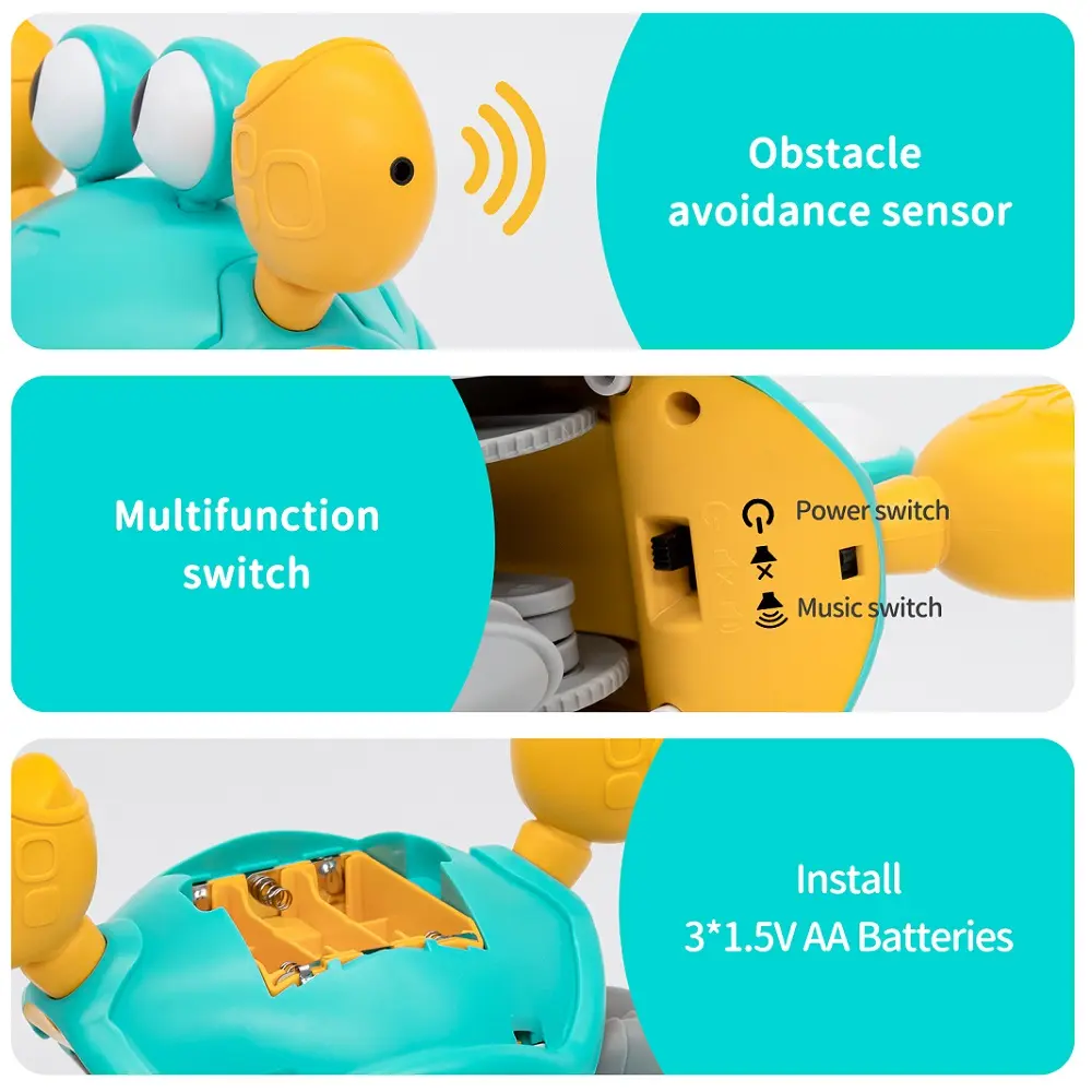 Interactive Crab Toy for Babies Creative Crawling Crab Escape Electronic Toys Animal Pet Runaway Musical Toy Gift Dropshipping