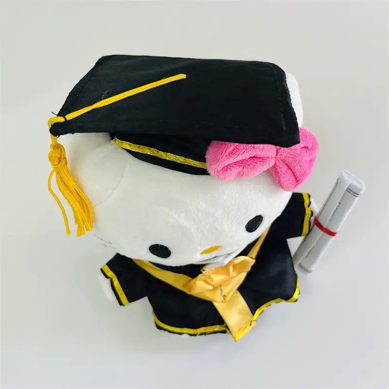 Sanrio Kawaii Bachelor Gown Graduate Cap Hello Kitty Plush Toy Stuffed Animal Cat Doll Cartoon Cute Room Decor Anime Peluche Toy