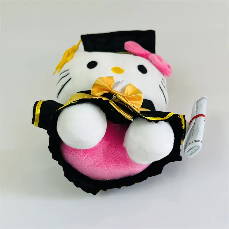 Sanrio Kawaii Bachelor Gown Graduate Cap Hello Kitty Plush Toy Stuffed Animal Cat Doll Cartoon Cute Room Decor Anime Peluche Toy