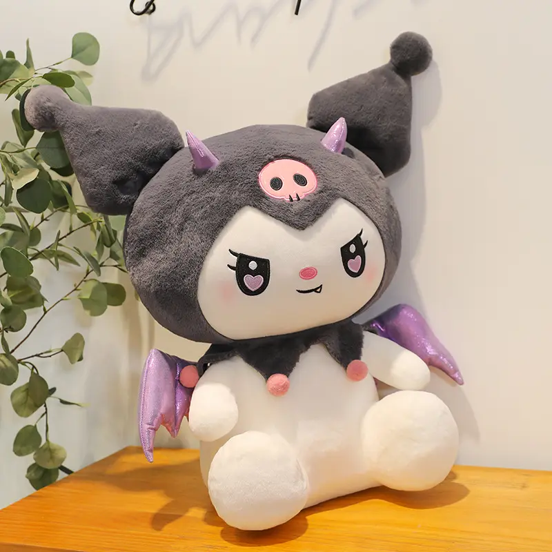 Dark Demon Kuromi and Angel Melody Plush Toy Girls Sanrio Soft Plushies Stuffed Animal Doll Gifts for Kids