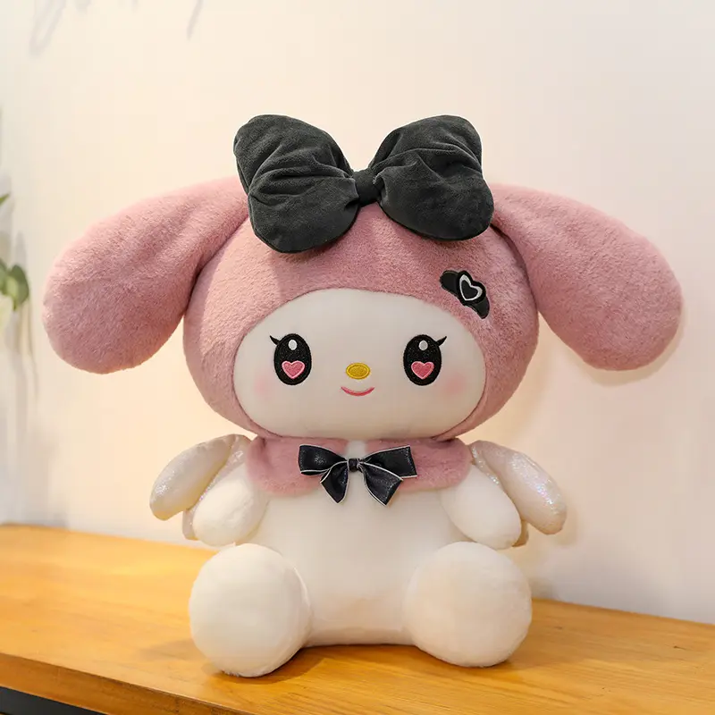 Dark Demon Kuromi and Angel Melody Plush Toy Girls Sanrio Soft Plushies Stuffed Animal Doll Gifts for Kids