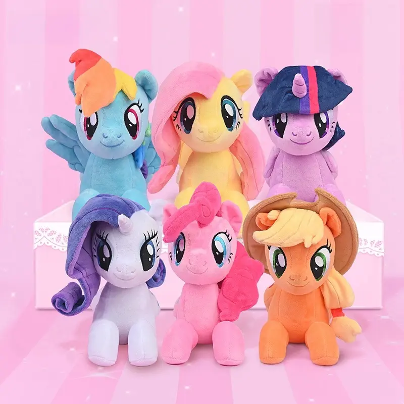 New Anime My Little Pony Prototype Plush Toys Cartoon Twilight Sparkle Rarity Fluttershy Applejack Stuffed Doll Kids Xmas Gifts