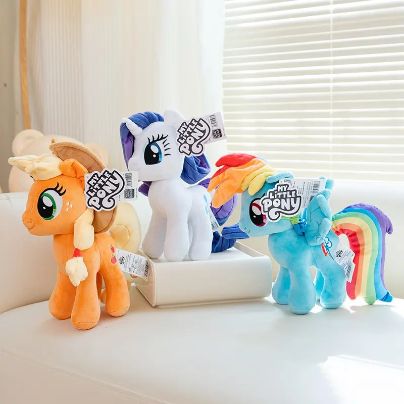 New Anime My Little Pony Prototype Plush Toys Cartoon Twilight Sparkle Rarity Fluttershy Applejack Stuffed Doll Kids Xmas Gifts