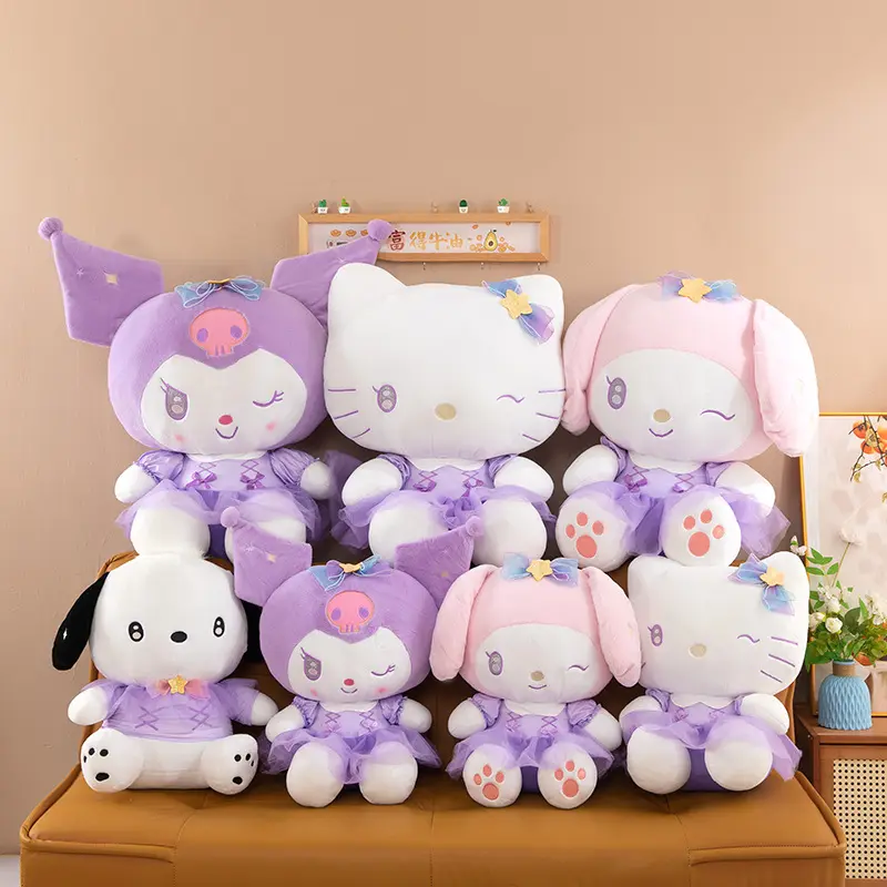 20cm Sanrio Plush Melody Kuromi Stuffed Plush Hello Kitty Cinnamoroll Plushine Statue Model Collection Decoration Ornament Toys