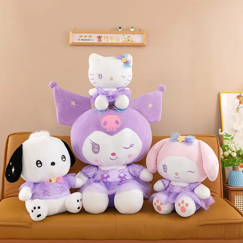 20cm Sanrio Plush Melody Kuromi Stuffed Plush Hello Kitty Cinnamoroll Plushine Statue Model Collection Decoration Ornament Toys