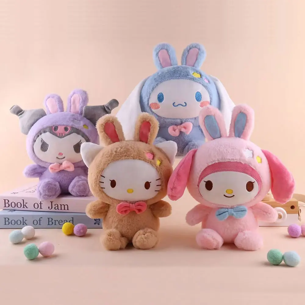 25cm Kawaii Sanrio Plush Toys Hello Kitty Kuromi My Melody Pillow Stuffed KT Cinnamoroll Plush Doll Toy Cute Birthday Gifts