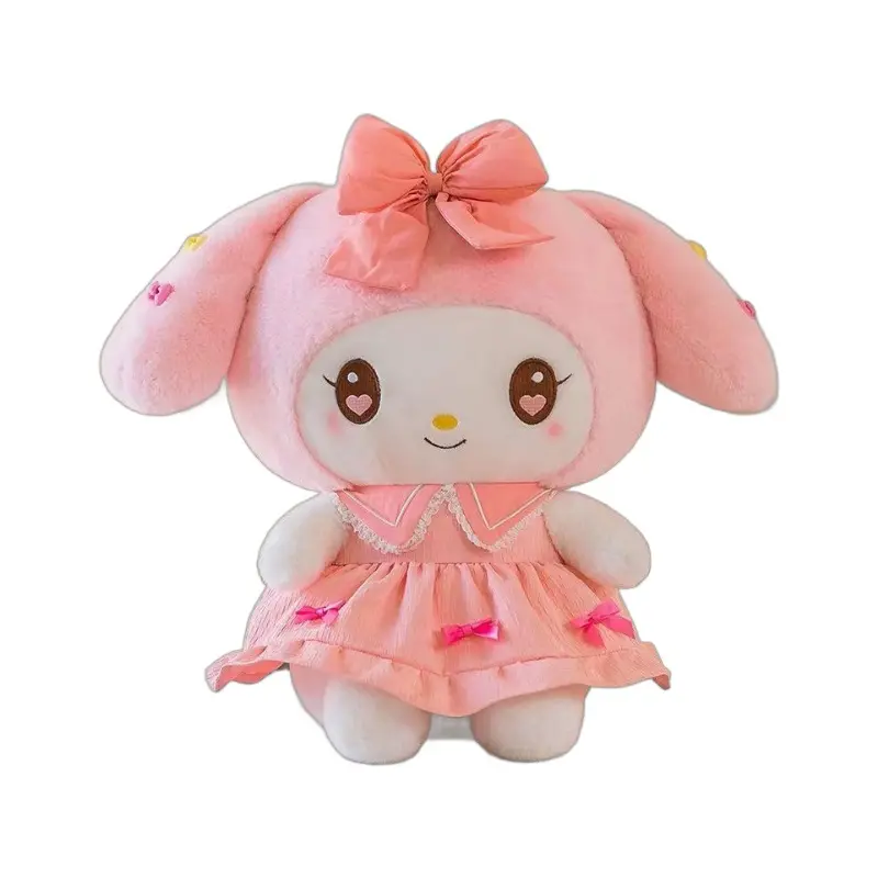 Sanrio Kuromi Melody Plush Accessories Room Decor Stuffed Kawaii Purple Dress Girl Plush Toy Cute Princess Dress Birthday Gift