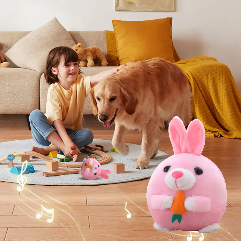 Cartoon Pig Active Moving Pet Plush Toy Washable Interactive Dog Toys USB Rechargeable Talking Moving Dog Ball Toy for Dogs Cats
