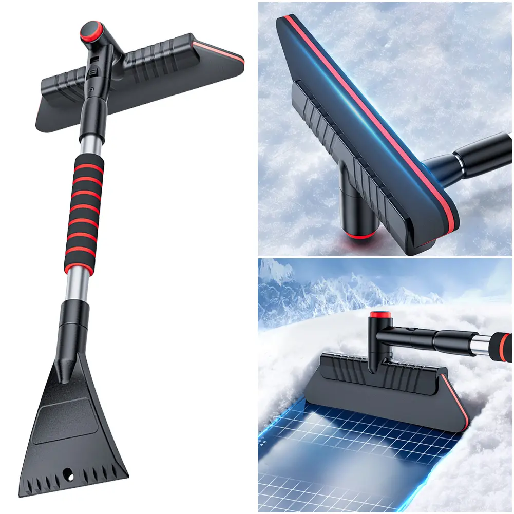 2 In 1 Detachable Snow Brush Multifunctional Windshield Snow Remover Ergonomic Handle Retractable Snow Remover Auto Cleaner Tool