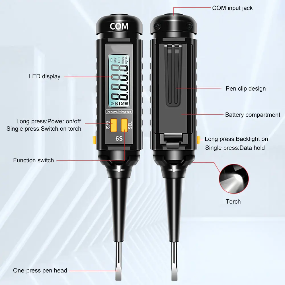 Pen Type Digital Multimeter 4000 Counts Non-Contact Voltmeter NCV Multimeter Pen Detect Wire Breakpoint Live/Null Wire Tester