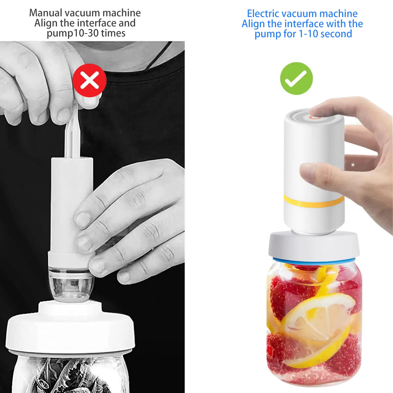 Portable Mason Jar Sealer Vacuum Kit BAP Free Canning Sealing Machine Food Storage Wear-Resistant for Wide Mouth Kitchen Gadgets