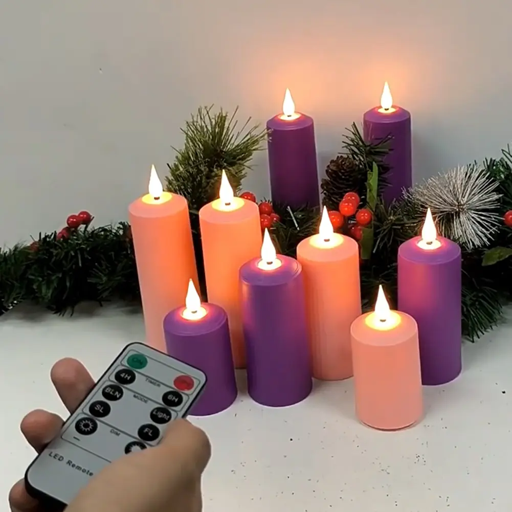 3Pcs Outdoor Waterproof Candles Light with Remote Control USB Rechargeable Waterproof Pink Wedding Candles Pink Flameless Candle