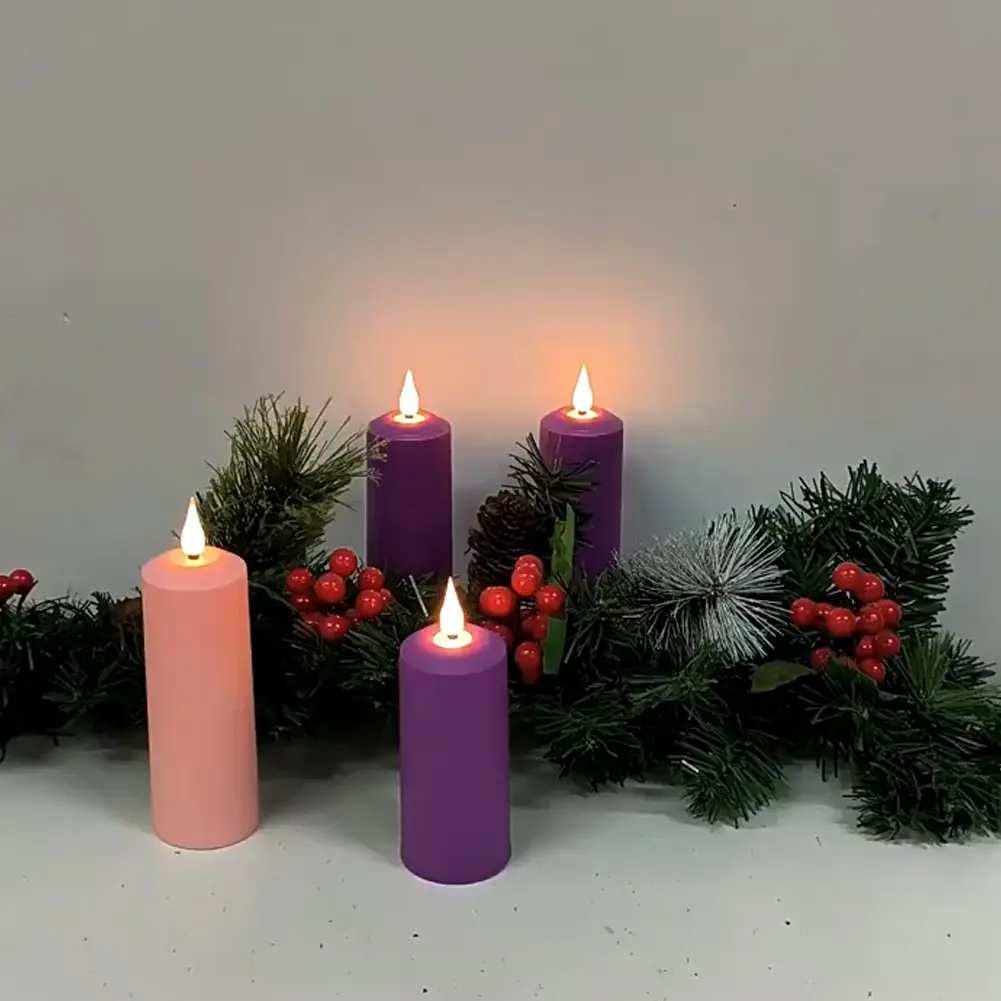 3Pcs Outdoor Waterproof Candles Light with Remote Control USB Rechargeable Waterproof Pink Wedding Candles Pink Flameless Candle