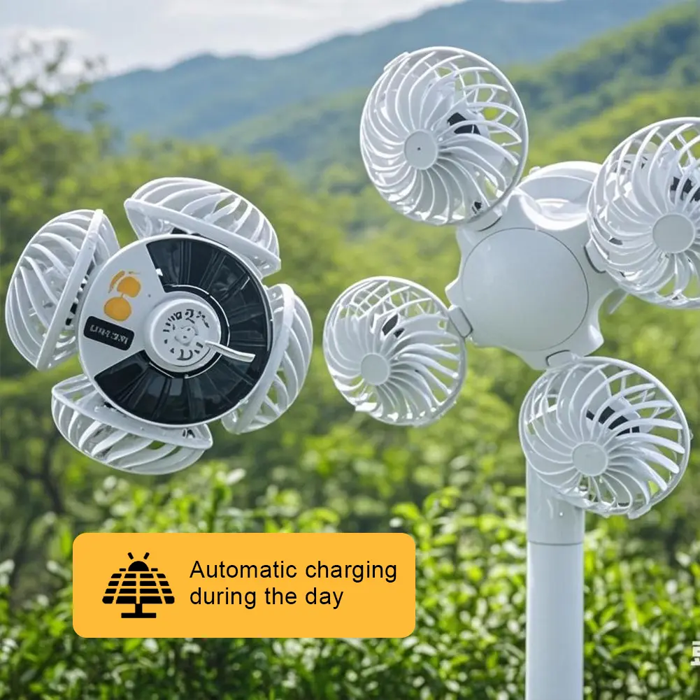 Waterproof Solar Power Soccer Fan 2 In 1 Hanging Fan with LED Lantern Remote Control Solar Cordless Fan for Outdoor Lighting