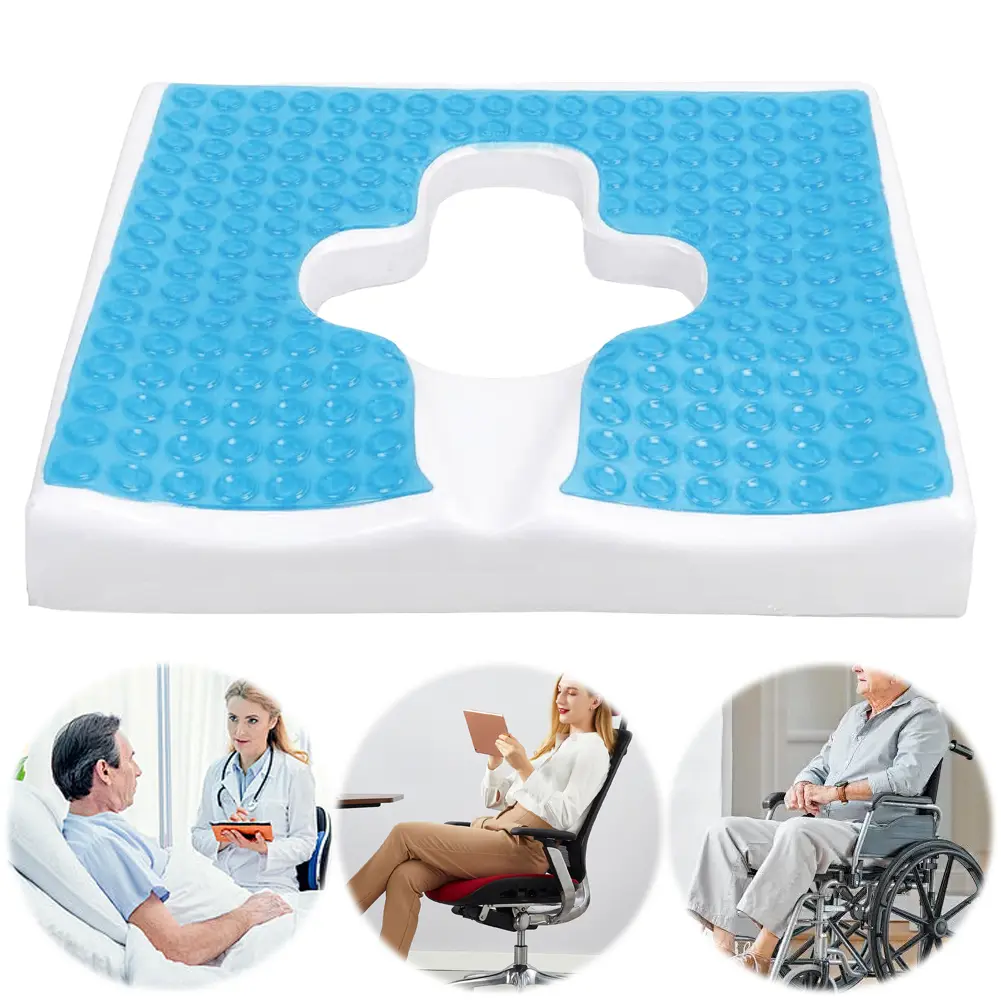 Breathable Bedsore Pad T Shaped Opening Triangular Slope Design Pad Anti Decubitus Cushion for Adults Office Chair Elderly
