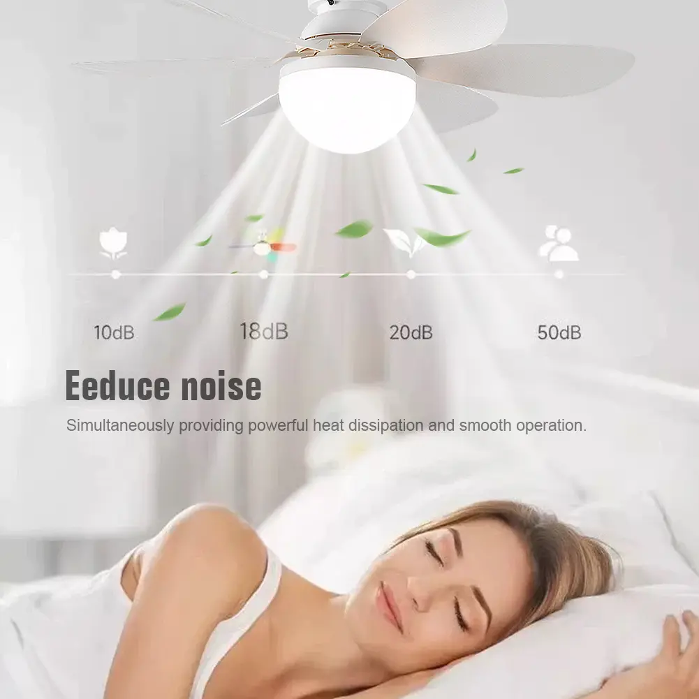 Socket Fan Light with Remote Screw in Ceiling Fan in Light Socket Ceiling Fan with LED Light & 6 Blades for Bedroom Living Room