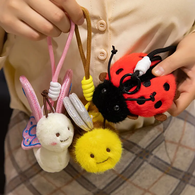 Butterfly Seven-Spotted Ladybug Coccinellidae Bee Headband Wrist Rattle Pendant Insec Plush Toy Birthday Gift for Girl Kids Baby