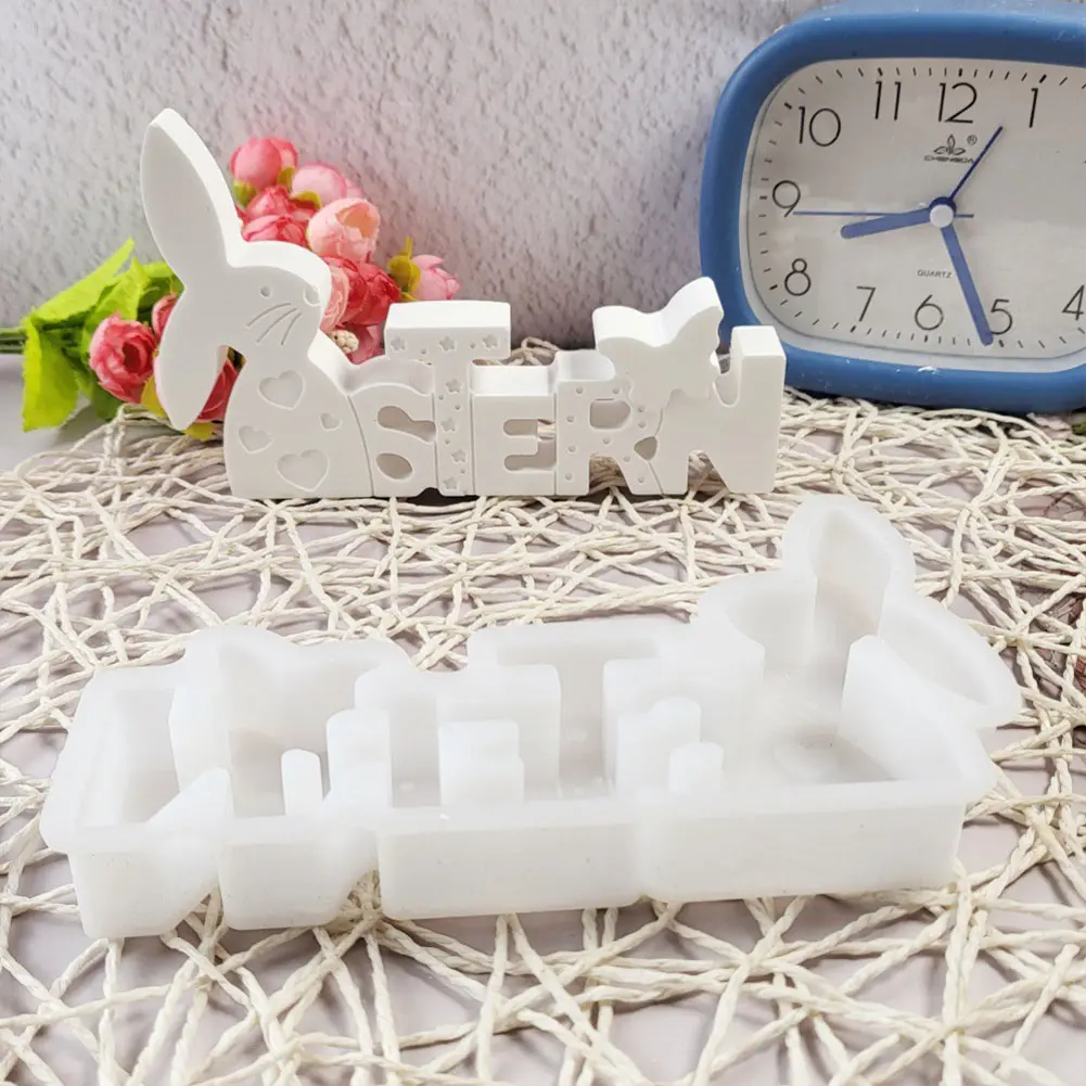 DIY Easter Bunny Silicone Mold Cute Rabbit Resin Mold Concrete Molds for Easter Table Decor