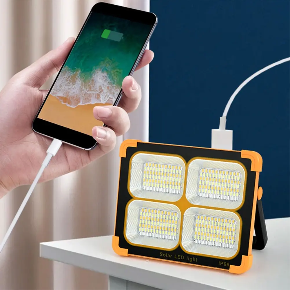 LED Solar Floodlight IP66 Waterproof Outdoor Camping Portable Lamp USB Rechargeable Solar Emergency Repair Light