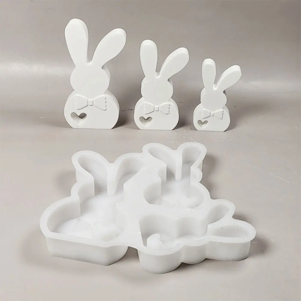 DIY Easter Bunny Silicone Mold Cute Rabbit Resin Mold Concrete Molds for Easter Table Decor