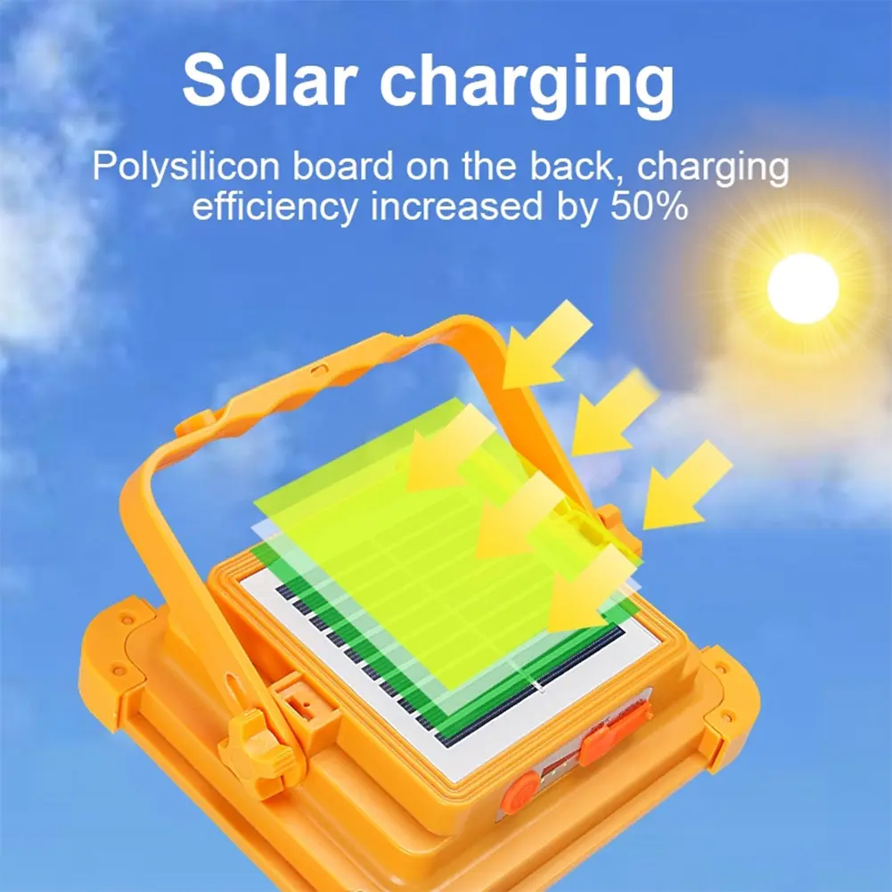 LED Solar Floodlight IP66 Waterproof Outdoor Camping Portable Lamp USB Rechargeable Solar Emergency Repair Light