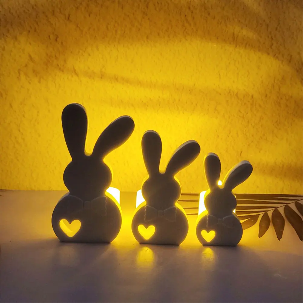 DIY Easter Bunny Silicone Mold Cute Rabbit Resin Mold Concrete Molds for Easter Table Decor