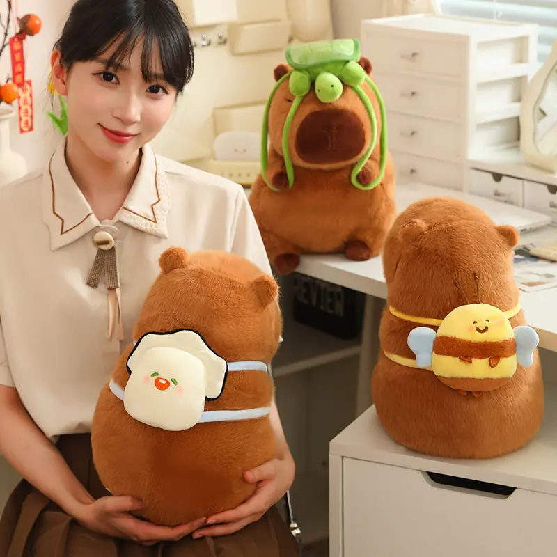 Kawaii Transform Backpack Capybara Plush Doll Pillow Pentant Turtle Shell Oyster Bee Capybara Plush Toy Gift For Boys And Girls