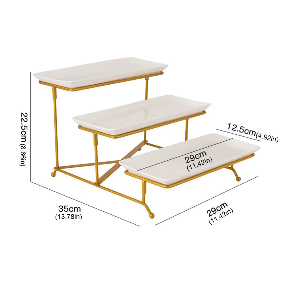 3 Tiers Serving Platters & Sturdier Rack Rectangular Serving Tray Set Display Serving Dishes for Party Entertaining Food Display