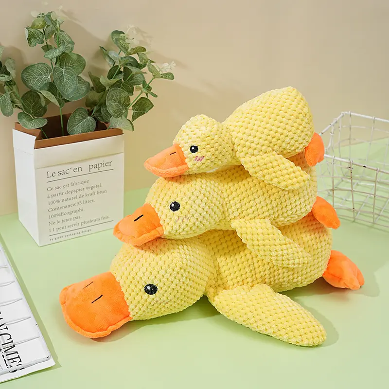 Plush Companion Sleeping Duck Dog Toys for Small Large Dogs Bite Resistant Teeth Grinding Sound Relief Duck Sound Toy