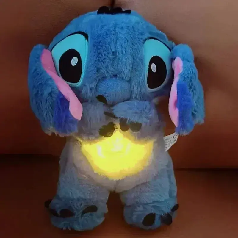 Stitch Plush Doll Breathing Light Child Soothes Toys Pink Angel Anime Cute Baby Music Light Sleep Toy Kid Birthday GiftS