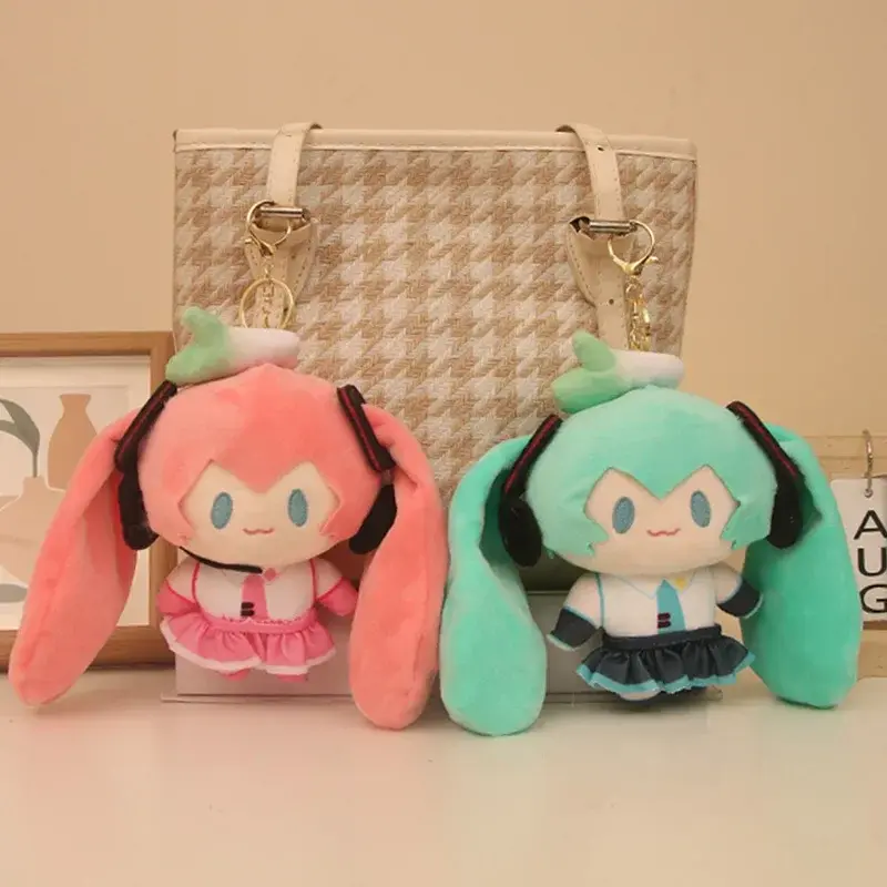 15cm Hatsune Miku Kawaii Anime Plush Toy Bag Pendant Keyring Cute Peluches Keychains Cosplay Miku Doll Backpack Decoration Gift