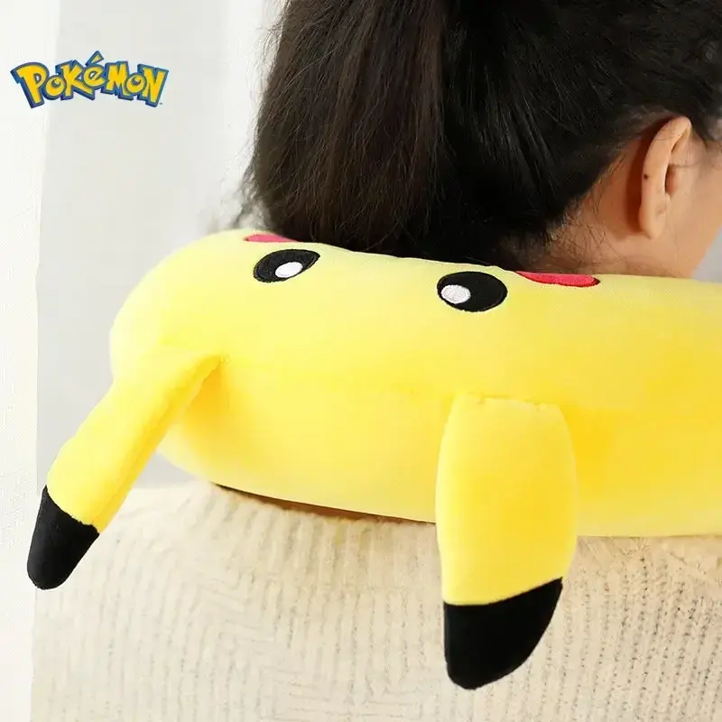 U-shaped Neck Pillow Cute Yellow Pikachu Memory Sponge Neck Pillow Soft Sleep Cute Toy Travel Rest Commuting Nap