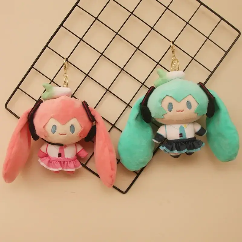 15cm Hatsune Miku Kawaii Anime Plush Toy Bag Pendant Keyring Cute Peluches Keychains Cosplay Miku Doll Backpack Decoration Gift