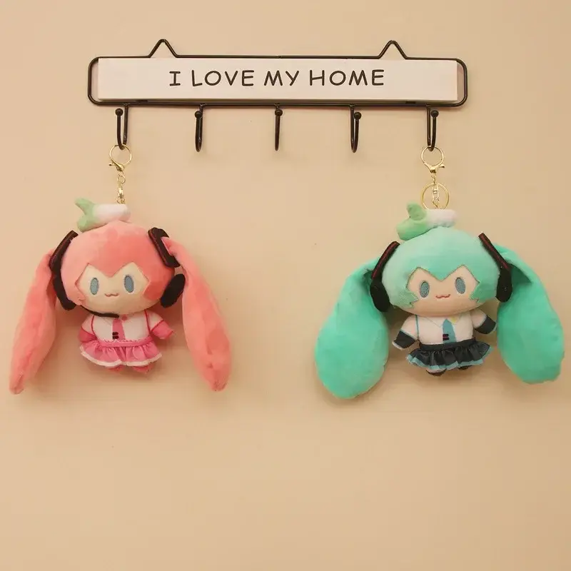 15cm Hatsune Miku Kawaii Anime Plush Toy Bag Pendant Keyring Cute Peluches Keychains Cosplay Miku Doll Backpack Decoration Gift