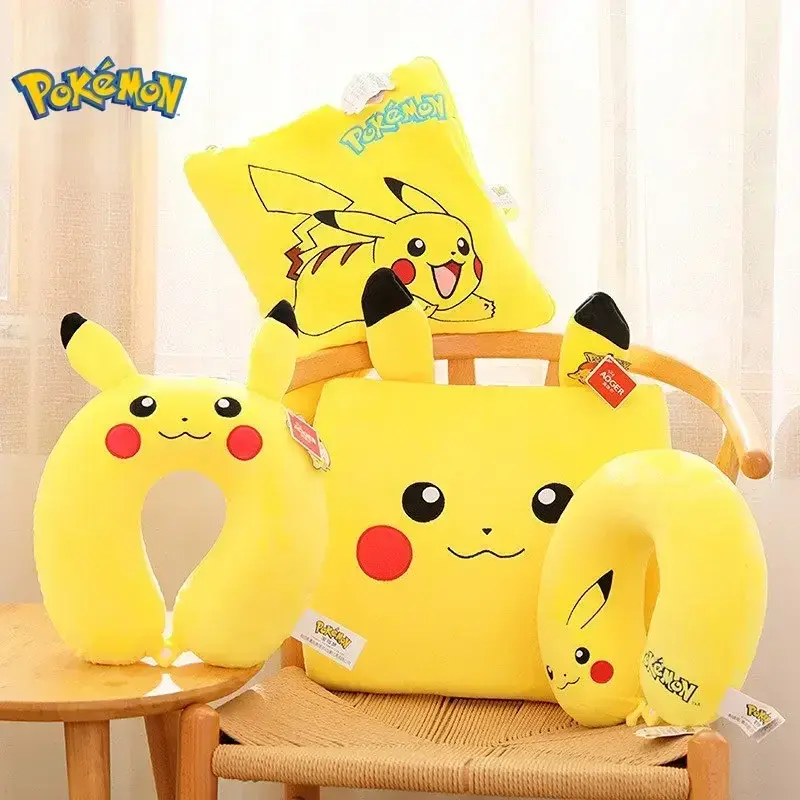 U-shaped Neck Pillow Cute Yellow Pikachu Memory Sponge Neck Pillow Soft Sleep Cute Toy Travel Rest Commuting Nap