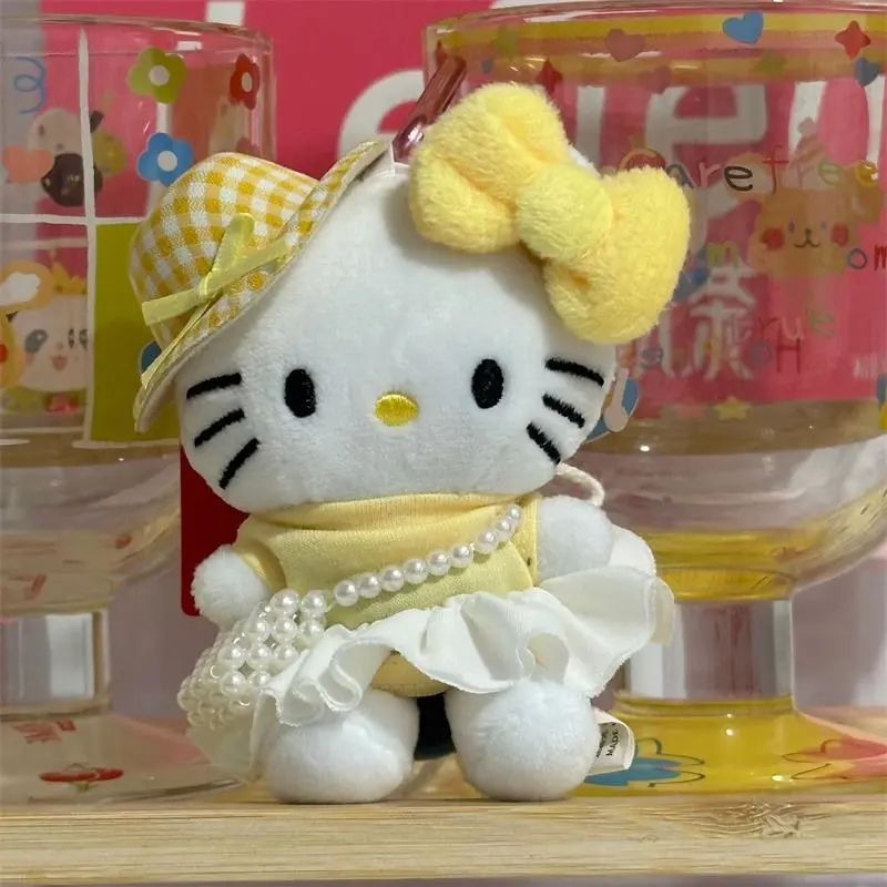Cute Hello Kitty Plush Doll Stuffed Toy Keychain Pendant Sweet KT Cat Bag Hanging Ornaments Kid Ragdoll Girly Gifts