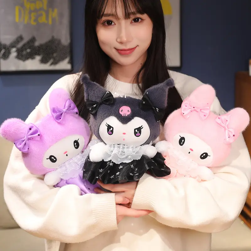 Sanrio Muscle Plush My Melody Toys Kuromi Cinnamoroll Peluches Dolls Kawaii Room Decor Sofa Cushion Sense Of Security Kids Gift