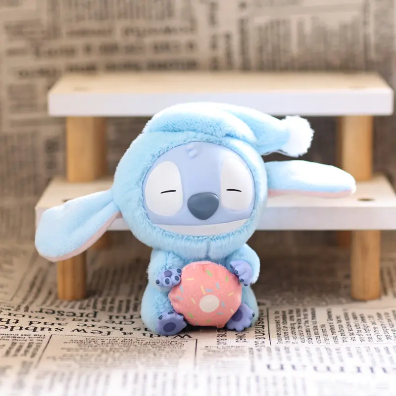 Kawaii Disney Stitch Doll Plush Toys Keychain Stitch Something Before Sleep Series Pendant Accessories Cute Key Ring Toys Gift
