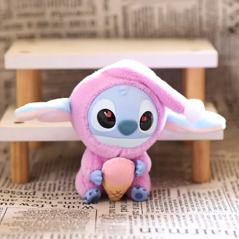Kawaii Disney Stitch Doll Plush Toys Keychain Stitch Something Before Sleep Series Pendant Accessories Cute Key Ring Toys Gift