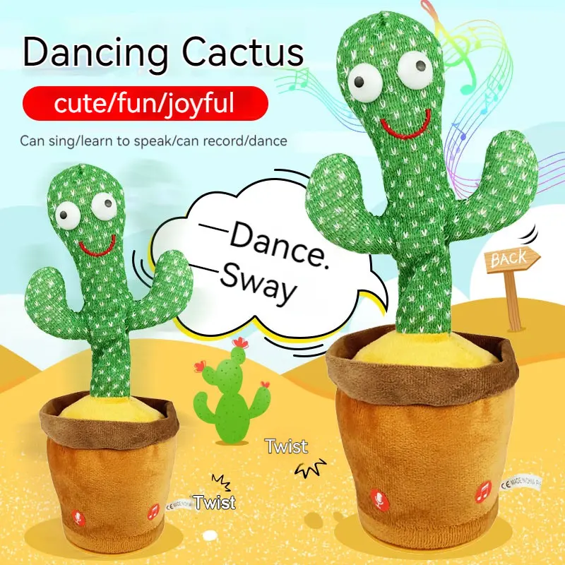 Dancing Talking Cactus Toys Singing Mimicking Recording Repeating What You Say Glow Stuffed Toy For Baby Boys Girl With clothing