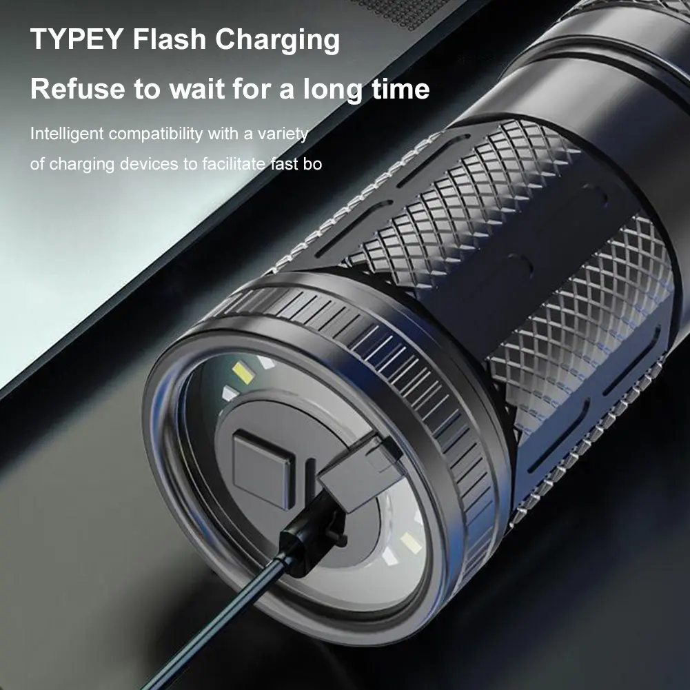 30W LED Outdoor Zoom Torch 1000LM USB Rechargeable Long Range Flashlight Telescopic Zoom Flash Light Hiking Camping Everyday Use